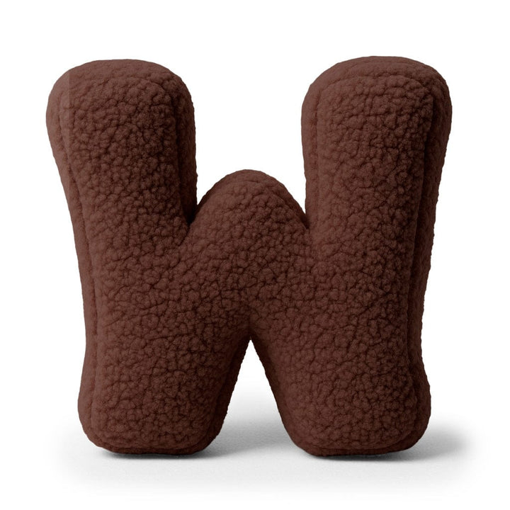 MeowBaby Dark Brown Teddy Letter Cushion - Letter W