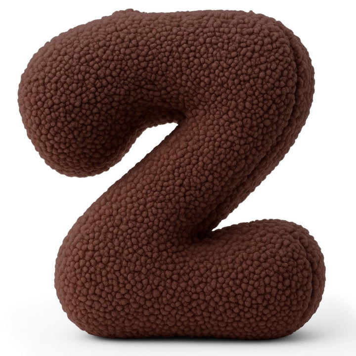 MeowBaby Dark Brown Teddy Letter Cushion - Letter Z