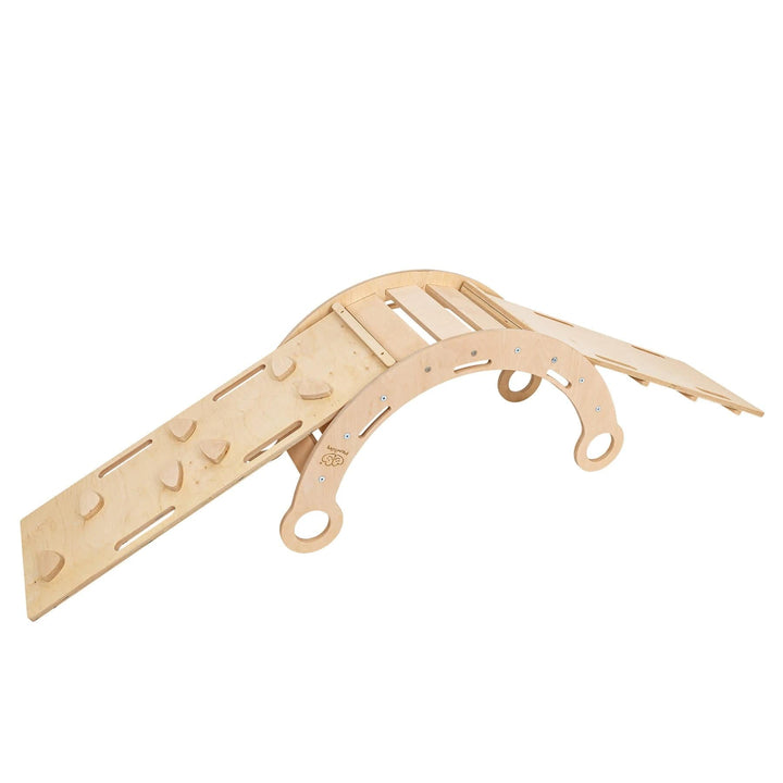 MeowBaby Dream Rocker ramp accessory, grip-textured climbing face on one side and a smooth slide face on the other