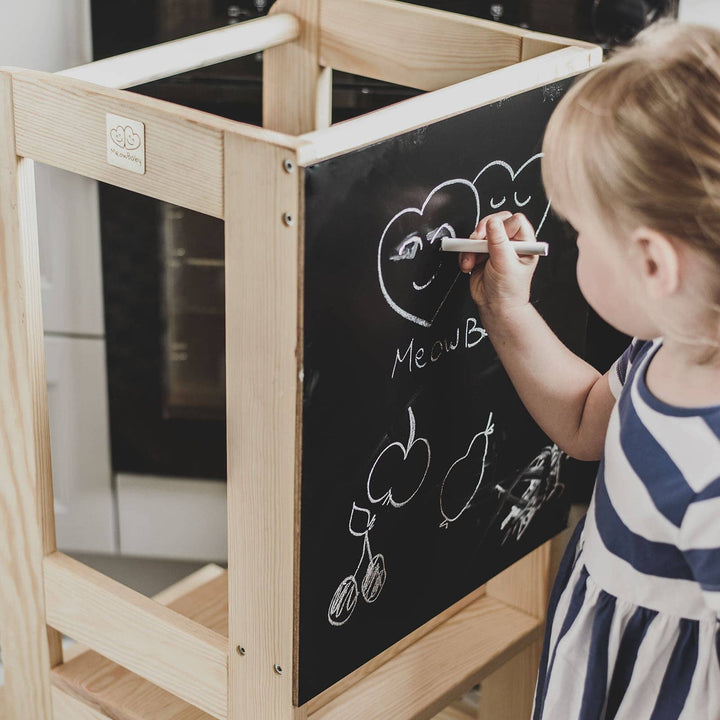 MeowBaby Kitchen Helper Learning Tower with Chalkboard Kitchen Helper MeowBaby 