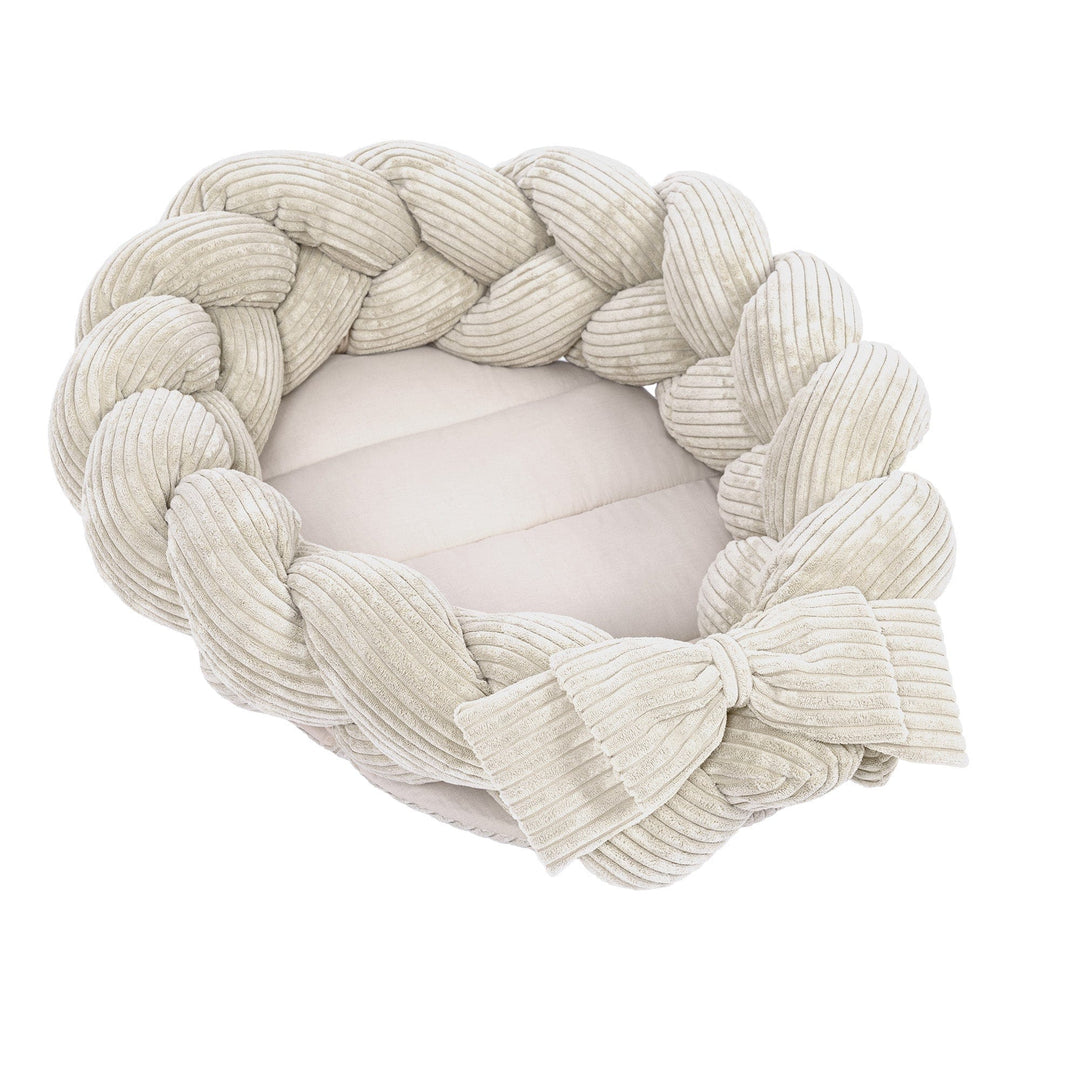 MeowBaby Baby Nest Playmat in Corduroy, tied as a nest