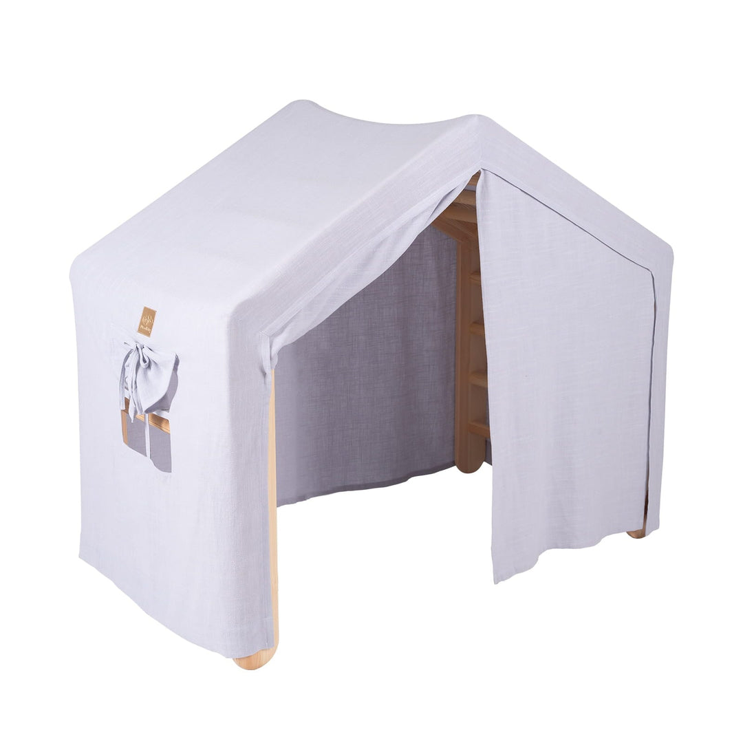 MeowBaby Large House &amp; Ladder Climbing Set, Grey &amp; Blue tent, Natural ladder