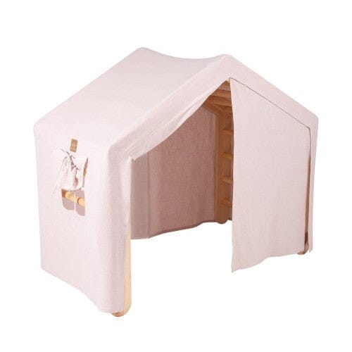 MeowBaby Large House &amp; Ladder Climbing Set, Pink tent, Natural ladder