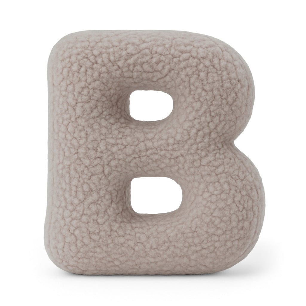 MeowBaby Light Gray Teddy Letter Cushion - Letter B