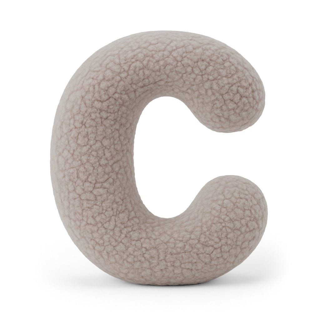 MeowBaby Light Gray Teddy Letter Cushion - Letter C