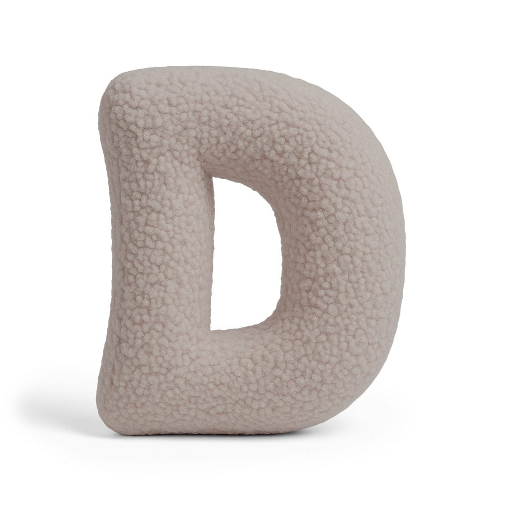 MeowBaby Light Gray Teddy Letter Cushion - Letter D