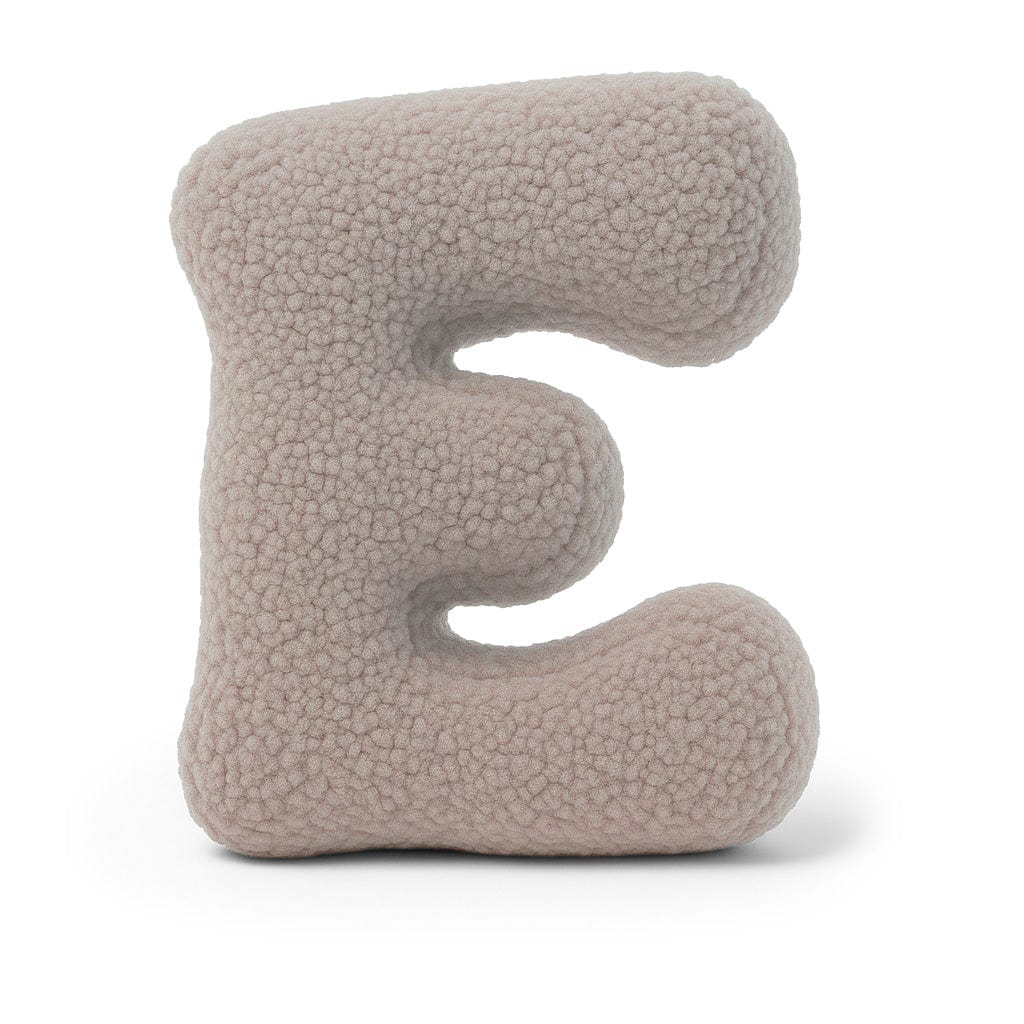 MeowBaby Light Gray Teddy Letter Cushion - Letter E