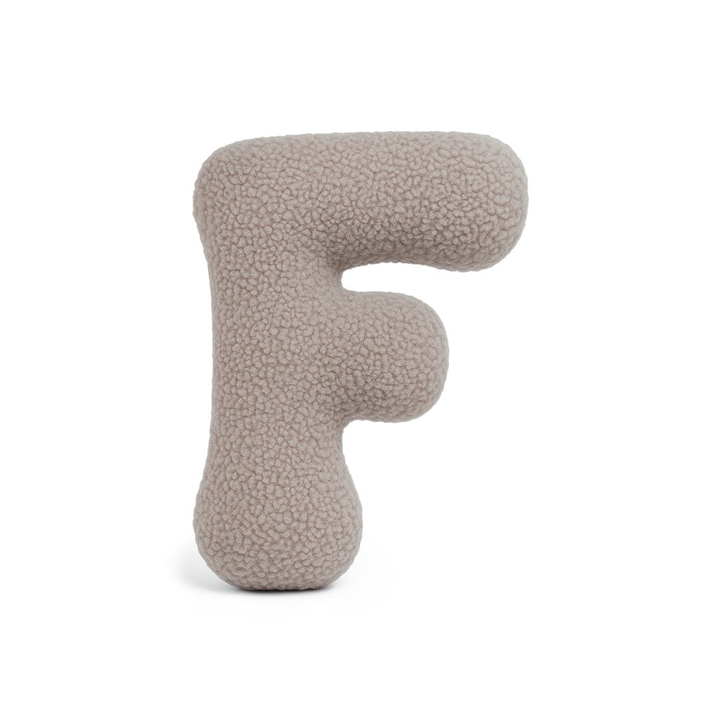 MeowBaby Light Gray Teddy Letter Cushion - Letter F