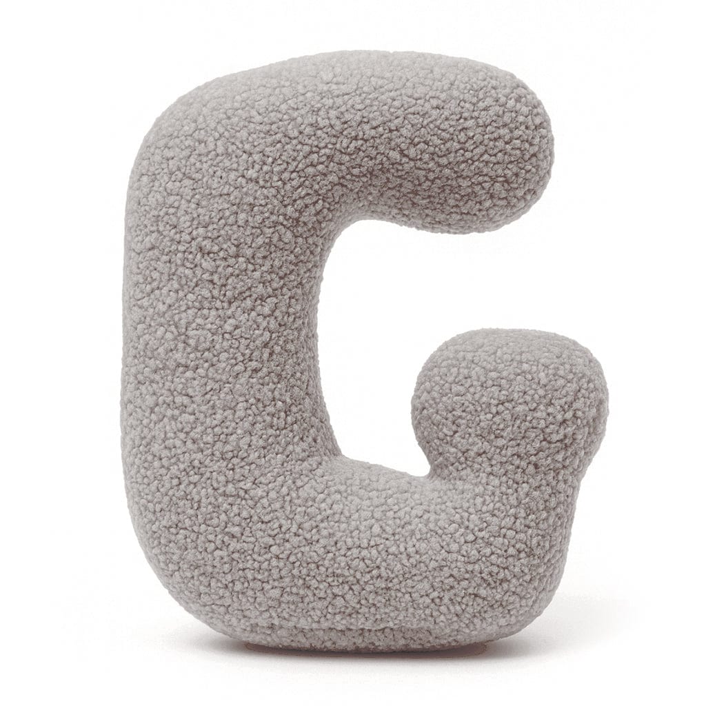 MeowBaby Light Gray Teddy Letter Cushion - Letter G