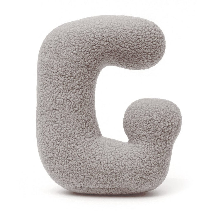 MeowBaby Light Gray Teddy Letter Cushion - Letter G