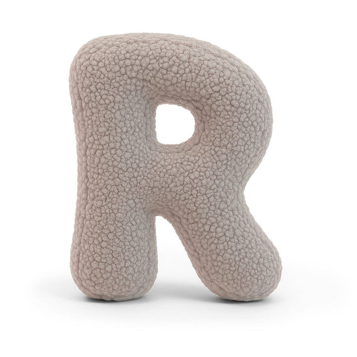 MeowBaby Light Gray Teddy Letter Cushion - Letter R