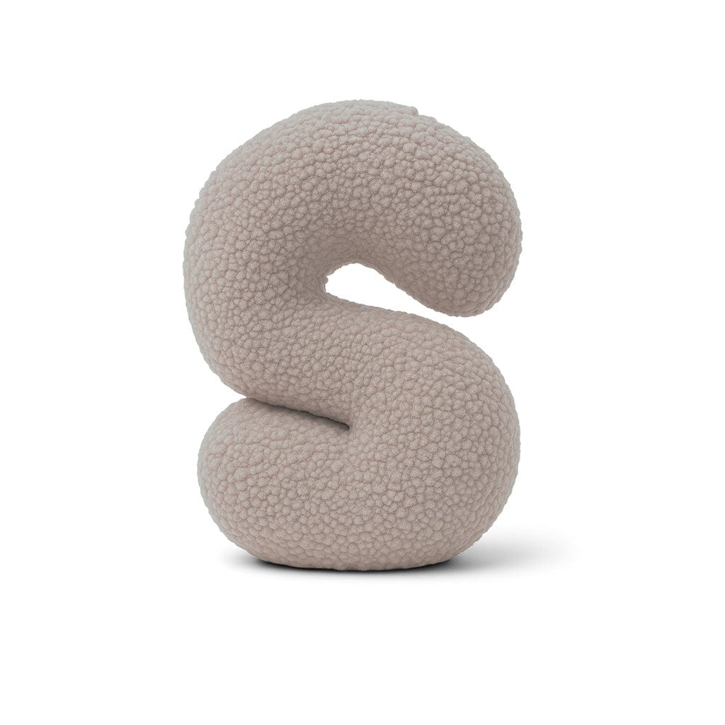 MeowBaby Light Gray Teddy Letter Cushion - Letter S