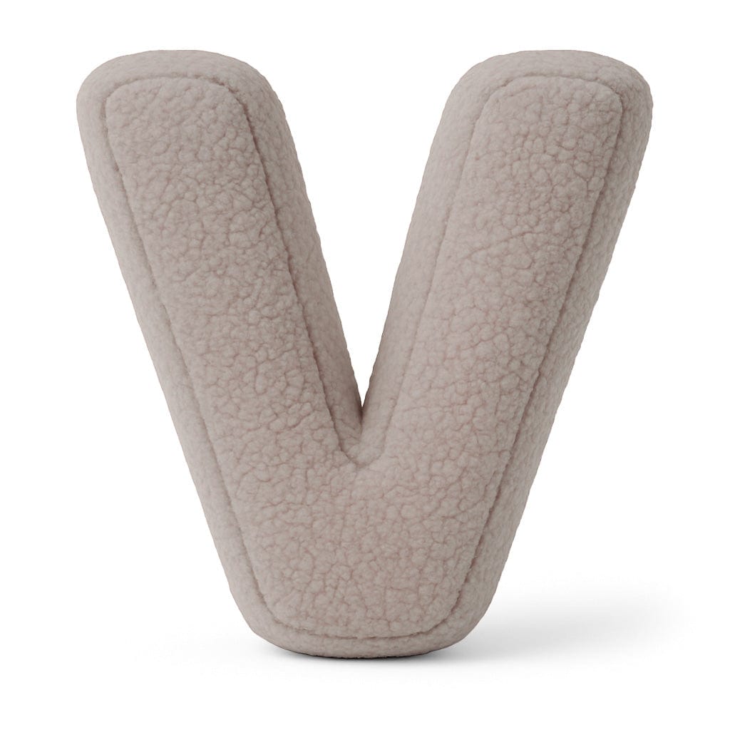 MeowBaby Light Gray Teddy Letter Cushion - Letter V
