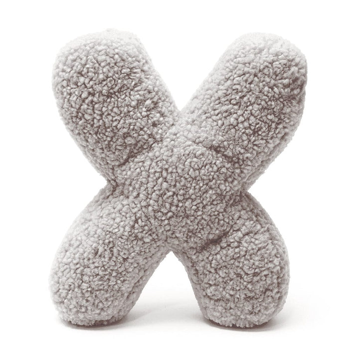 MeowBaby Light Gray Teddy Letter Cushion - Letter X