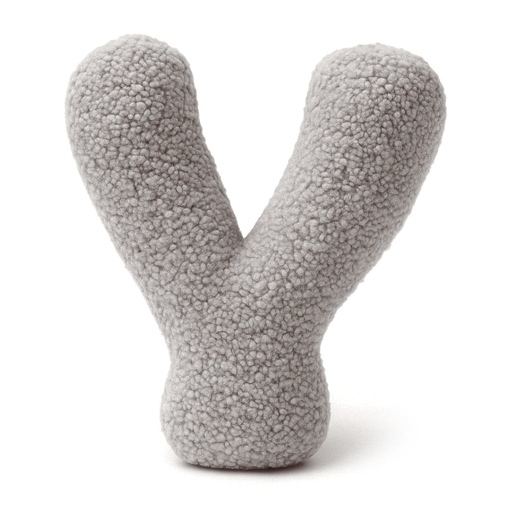 MeowBaby Light Gray Teddy Letter Cushion - Letter Y