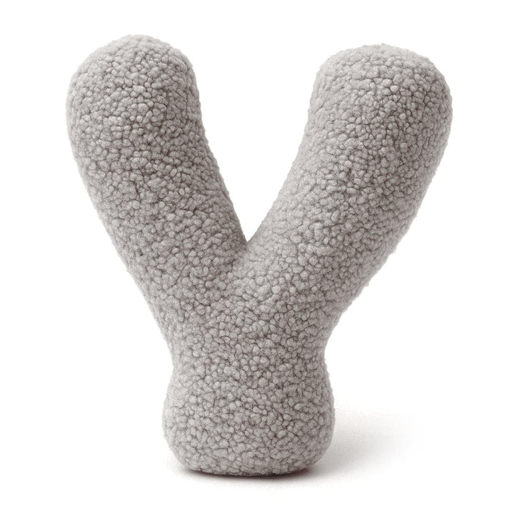MeowBaby Light Gray Teddy Letter Cushion - Letter Y