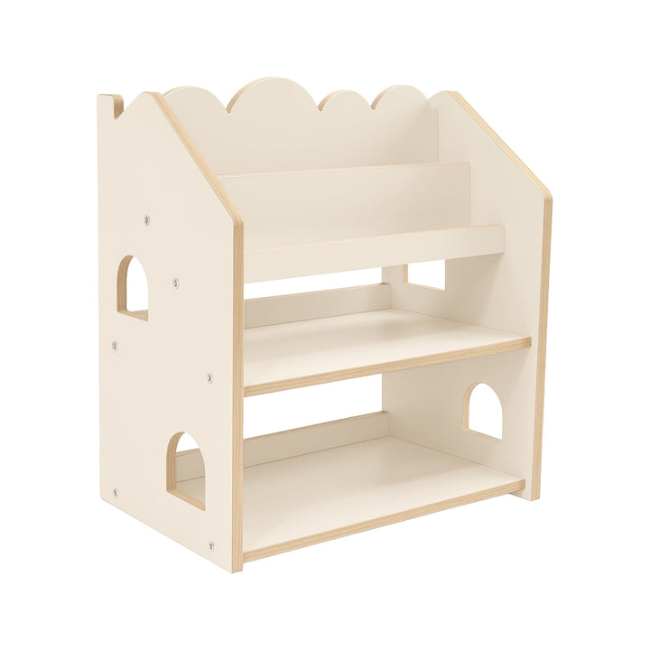 MeowBaby Montessori Bookcase, house-shaped kids bookcase in Beige MDF