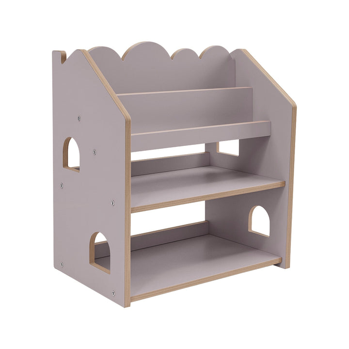 MeowBaby Montessori Bookcase, house-shaped kids bookcase in Gray MDF