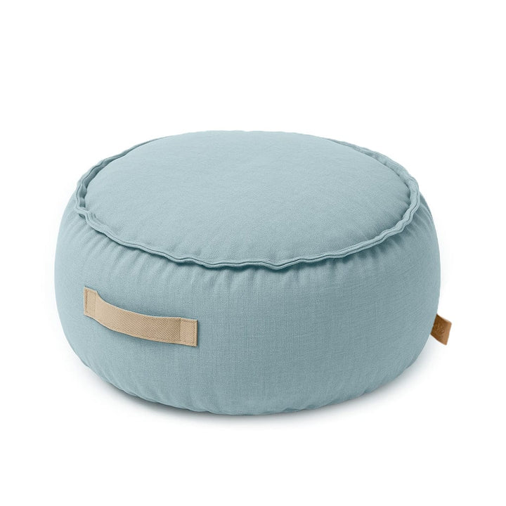 MeowBaby Round Pouf in Outdoor Cloudberry Sky Blue