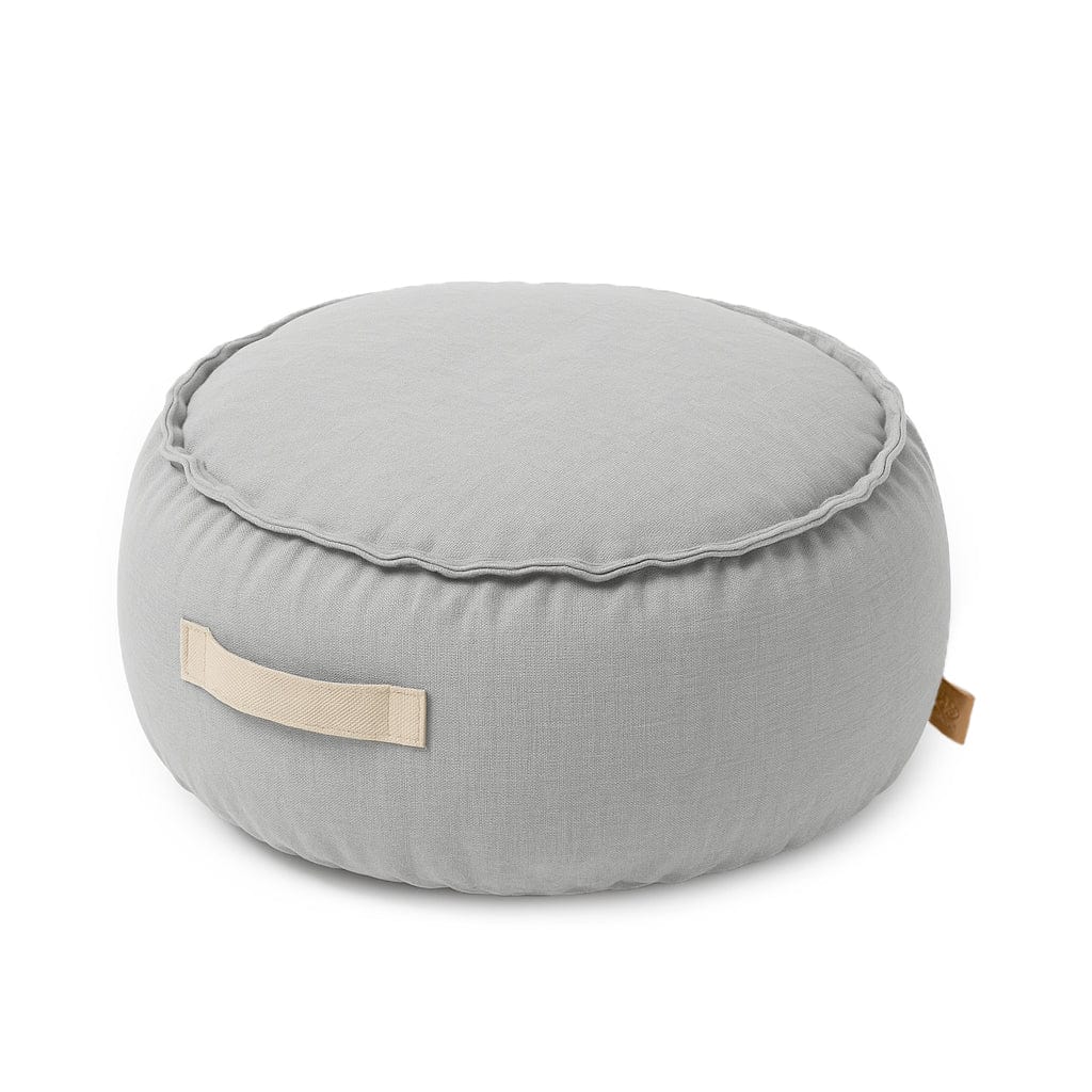 MeowBaby Round Pouf in Outdoor FeatherFog Gray