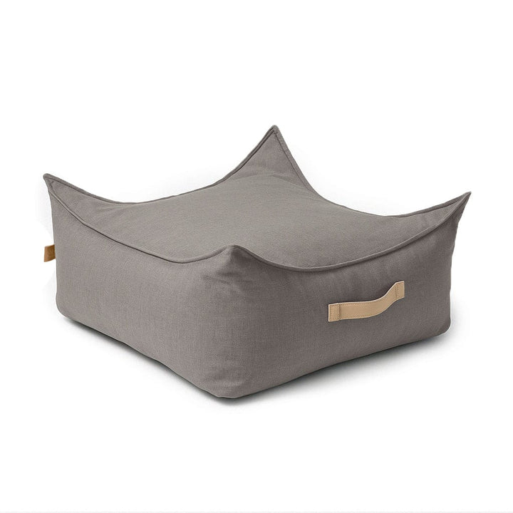 MeowBaby Square Puff in Outdoor Drift Dlay Taupe water-repellent fabric
