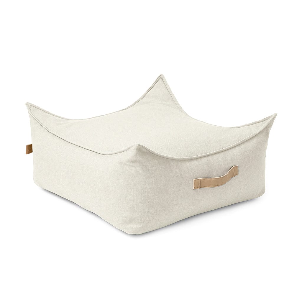 MeowBaby Square Puff in Outdoor Oat Blush Beige water-repellent fabric
