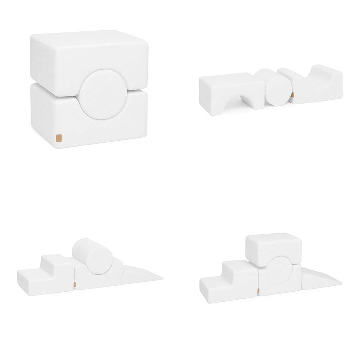 MeowBaby Shape Set 5 Elements in White boucle fabric, foam shapes for toddler building play