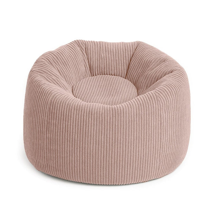 MeowBaby Aesthetic Floreo Bean Bag in Pink, round velvet corduroy kids pouf