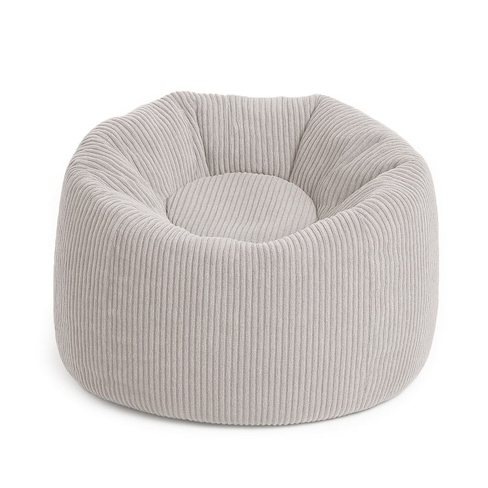 MeowBaby Aesthetic Floreo Bean Bag in Ecru, round velvet corduroy kids pouf