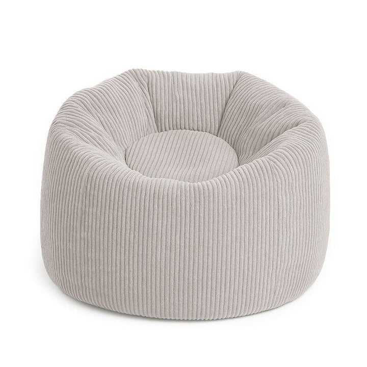 MeowBaby Aesthetic Floreo Bean Bag in Ecru, round velvet corduroy kids pouf