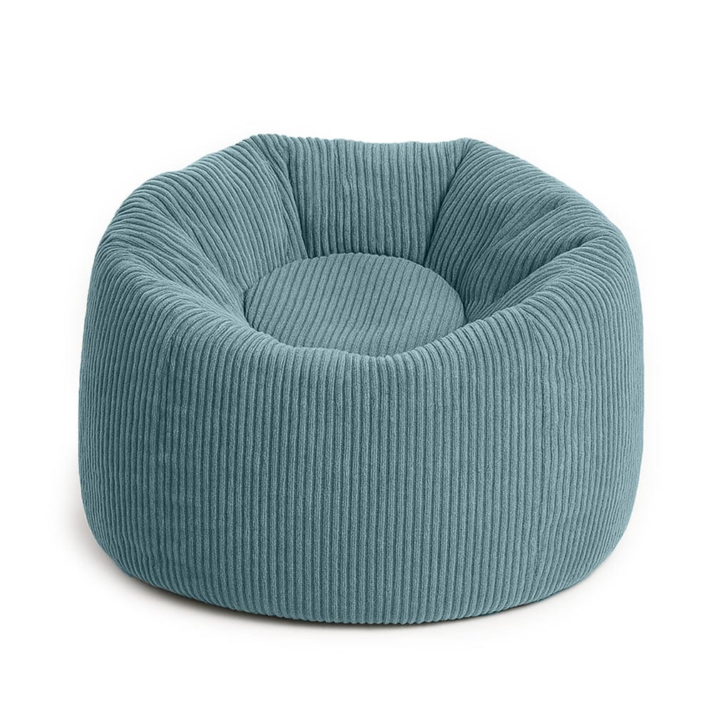 MeowBaby Aesthetic Floreo Bean Bag in Turquoise, round velvet corduroy kids pouf