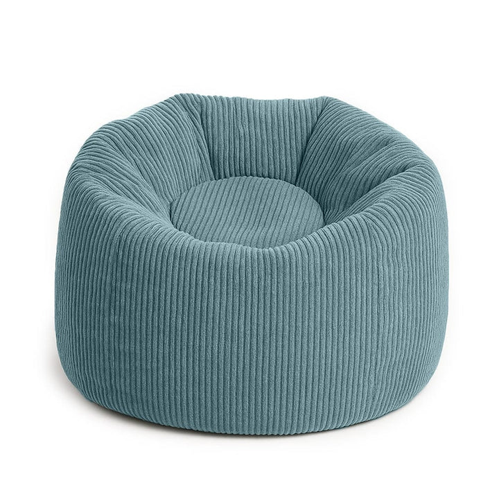 MeowBaby Aesthetic Floreo Bean Bag in Turquoise, round velvet corduroy kids pouf