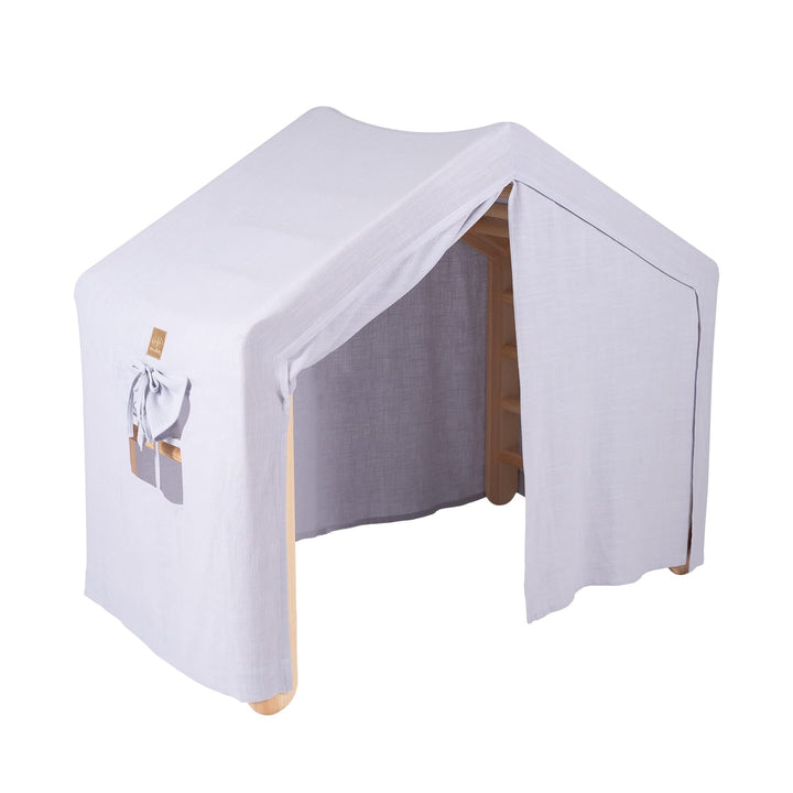 MeowBaby House &amp; Ladder Climbing Set, Grey &amp; Blue tent, Natural ladder