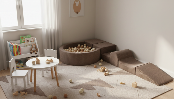 MeowBaby Soft Play Ball Pit Mini - Aesthetic lifestyle: compact fit in a small room