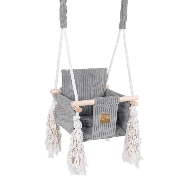 MeowBaby Square Swing baby swing seat in Grey corduroy