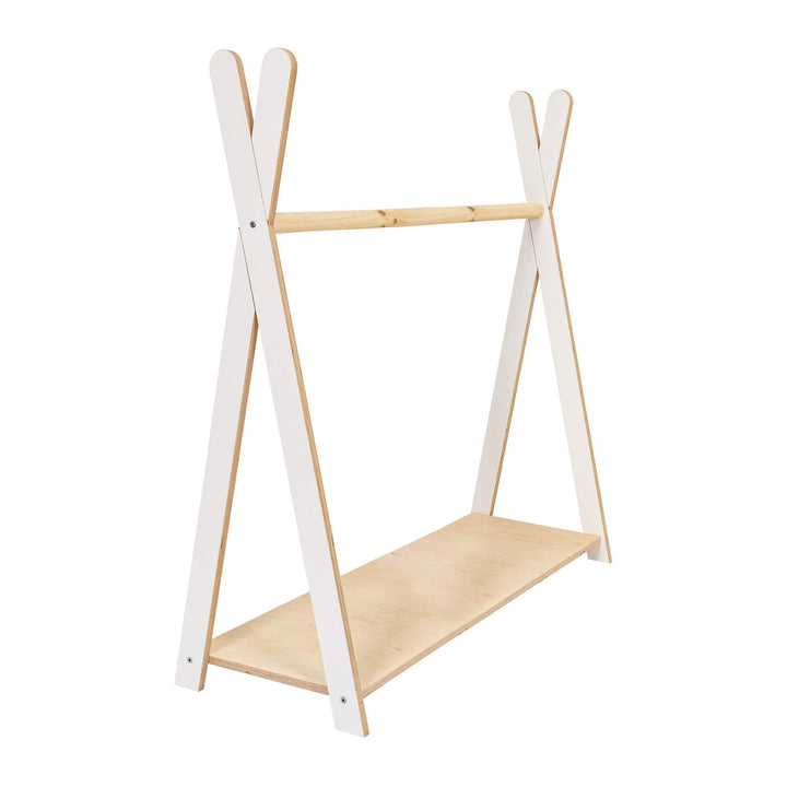 MeowBaby Tipi Hanger tent-shaped wooden coat stand, Large size in White