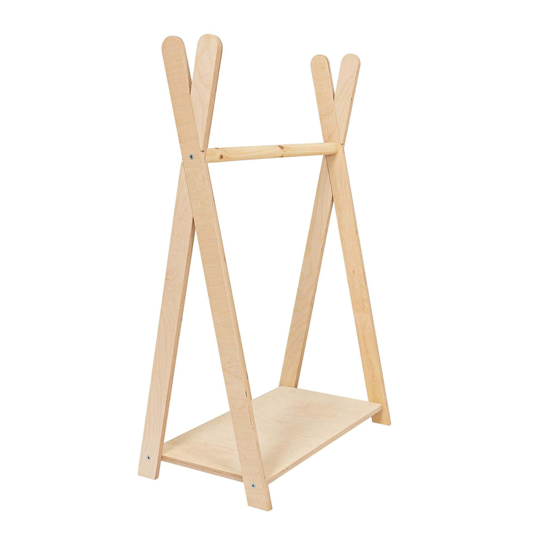 MeowBaby Tipi Hanger tent-shaped wooden coat stand, Small size in Natural wood