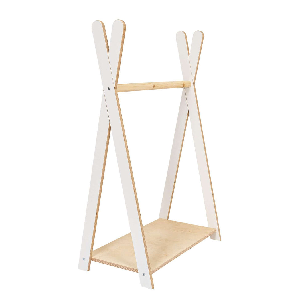 MeowBaby Tipi Hanger tent-shaped wooden coat stand, Small size in White