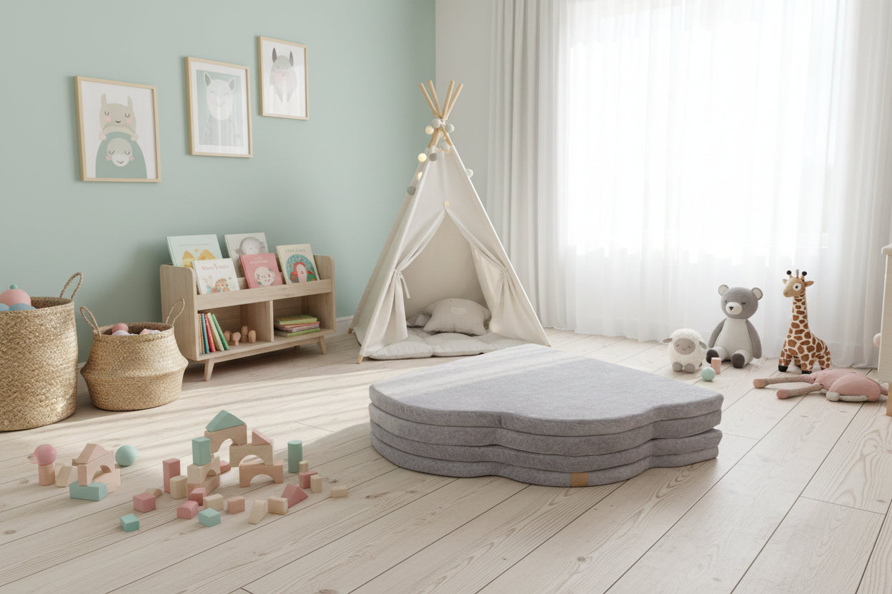 MeowBaby Velvet Cloud Playmat - Light Grey Nestoro Play Mats