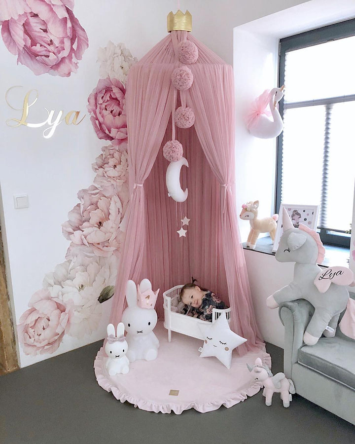 MeowBaby Power Pink okrągły bawełniany basen z 200 kulkami