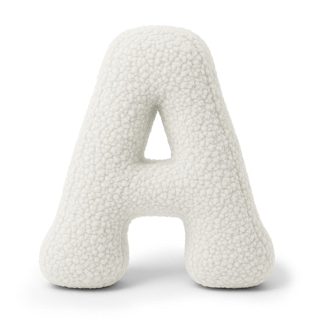 MeowBaby White Teddy Letter Cushion - Letter A