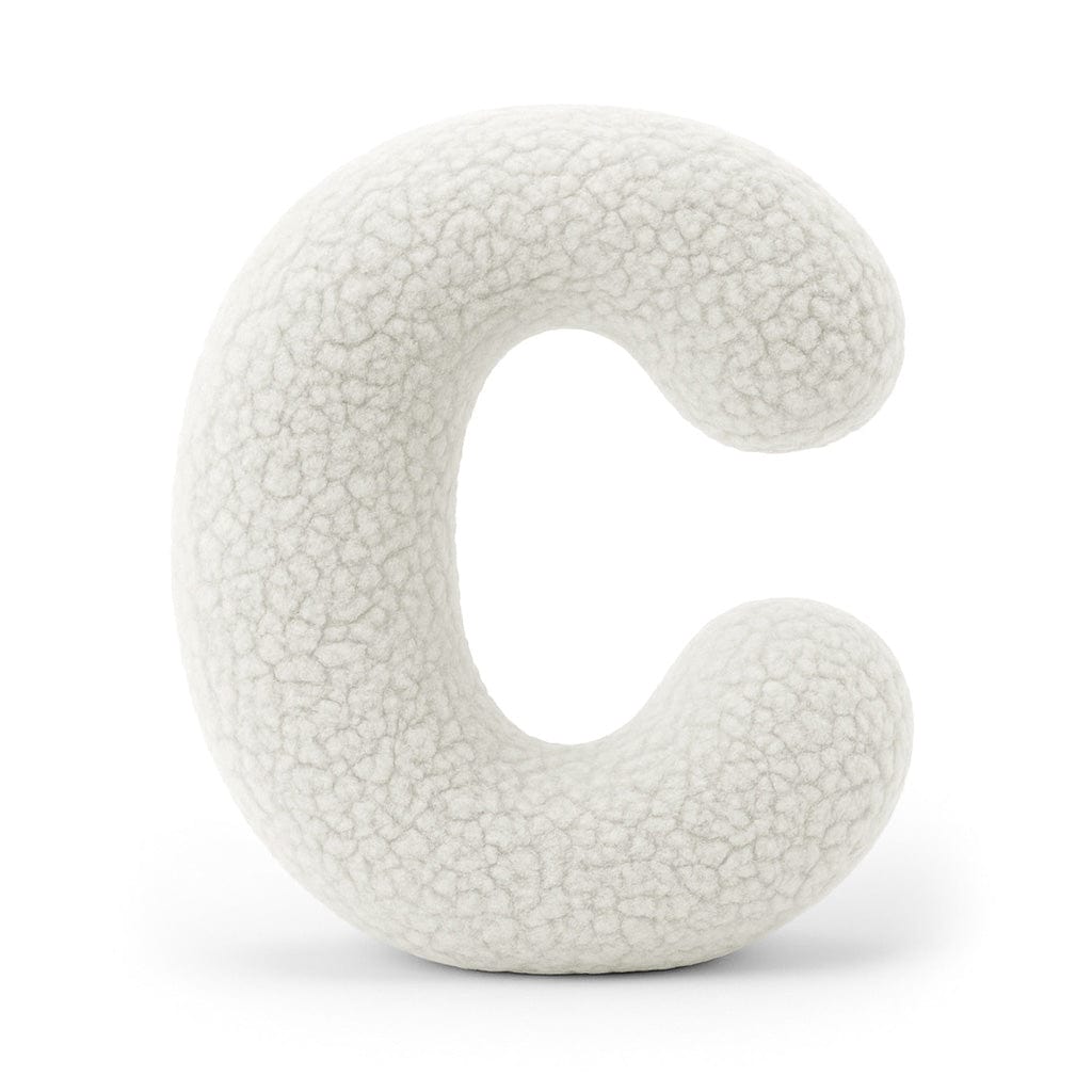 MeowBaby White Teddy Letter Cushion - Letter C