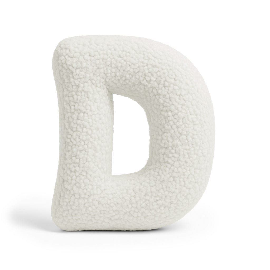 MeowBaby White Teddy Letter Cushion - Letter D