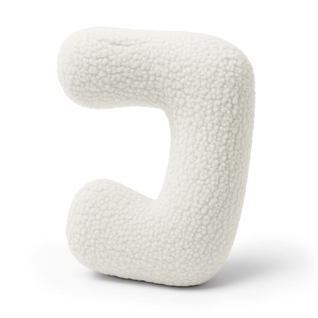 MeowBaby White Teddy Letter Cushion - Letter J