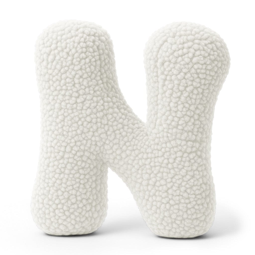 MeowBaby White Teddy Letter Cushion - Letter N
