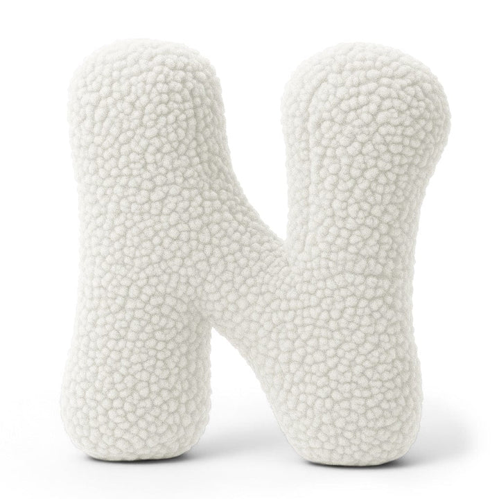 MeowBaby White Teddy Letter Cushion - Letter N
