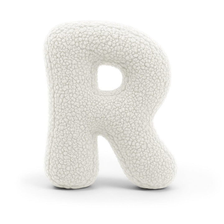 MeowBaby White Teddy Letter Cushion - Letter R