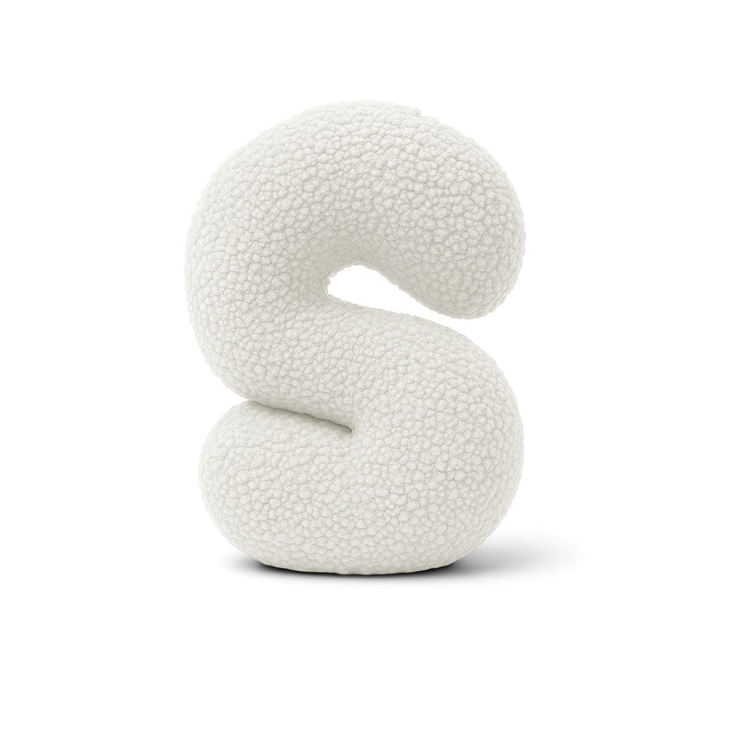 MeowBaby White Teddy Letter Cushion - Letter S