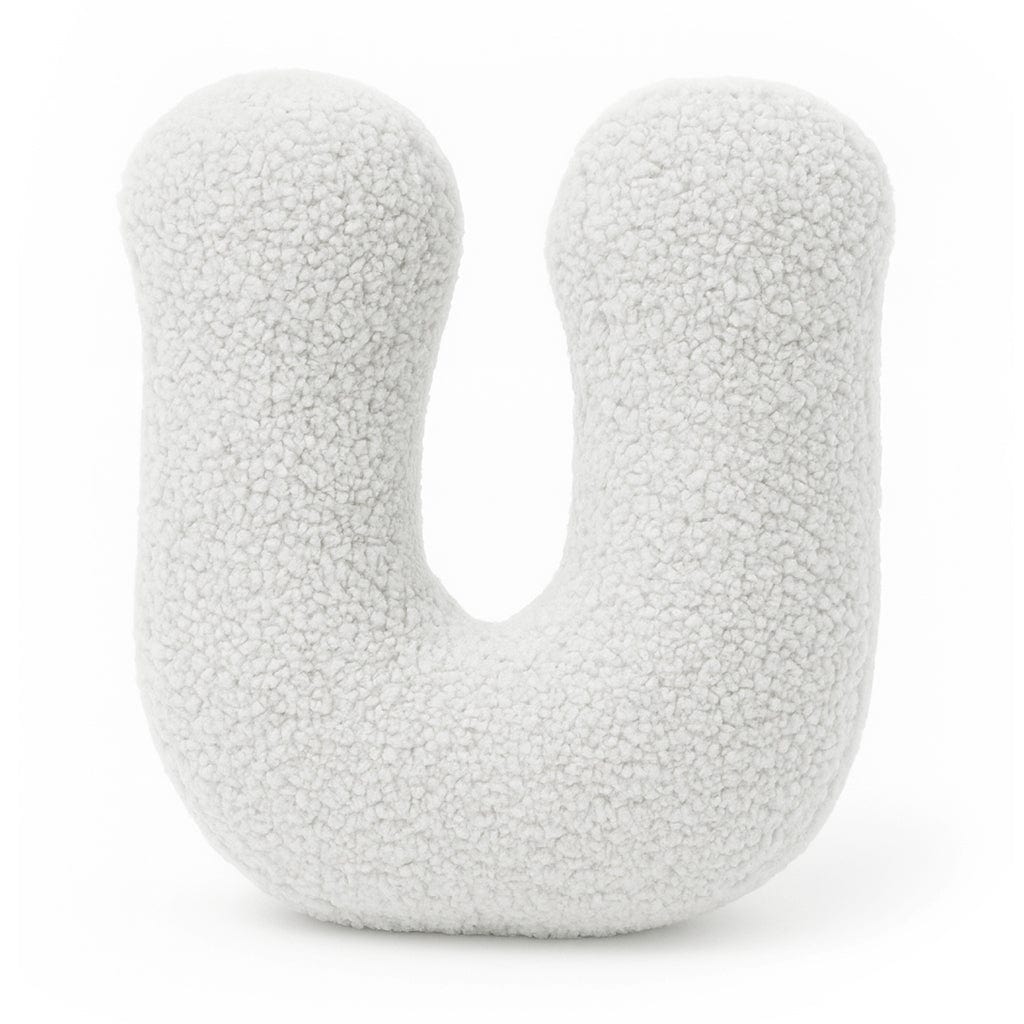 MeowBaby White Teddy Letter Cushion - Letter U