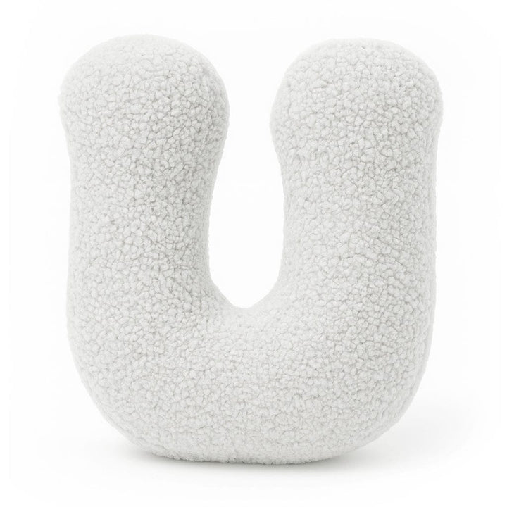 MeowBaby White Teddy Letter Cushion - Letter U